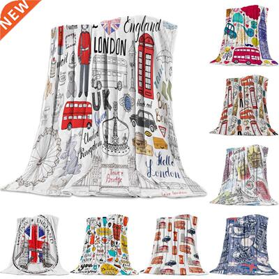 British Graffiti Bridge Car Clock London City Flannel Blanke
