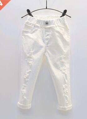Baby Boy White Denim Jeans Pants Spring Autumn Children's Ri