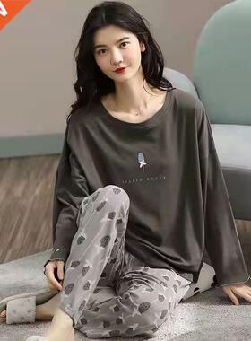 Pure Cotton Pajamas Women's Spring and Autumn Models Long-sl