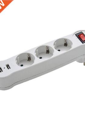 Dual USB Ports 1 to 3 Way EU Standard Power Adapter Socket