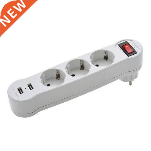 Dual USB Ports 1 to 3 Way EU Standard Power Adapter Socket