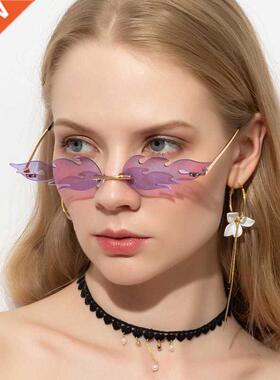 Steampunk Fire Flame Sunglasses Women Luxury Brand Designer