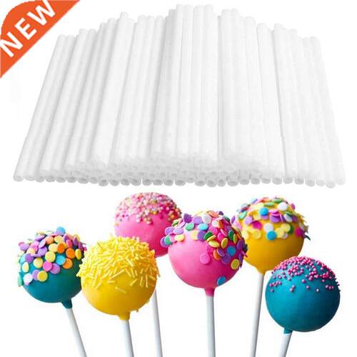 100Pcs Plastic Lollipop Stick Safe White Cake Topper Pop Suc
