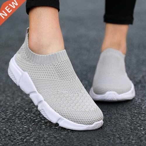 Women Flat Slip on Black Shoes Woman Lightweight Walking Soc