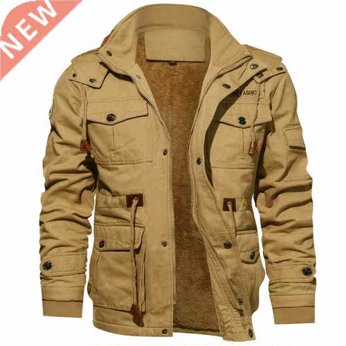 Men's Winter Fleece Jackets Warm Hooded Coat Thermal Thick O