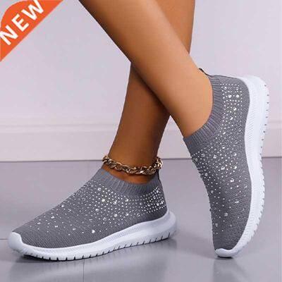 Rmocy Crystal Breathable Mesh Sneaker Shoes for Women Comfo