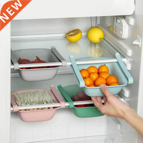 Adjustable Width Drawer Space Save Slide Fridge Rack Kitchen