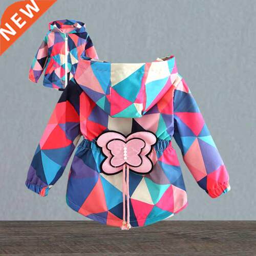 Jacket for girls sweet Butterfly applique geometric pattern