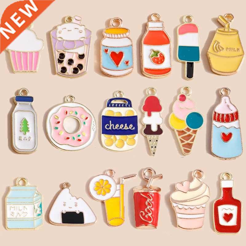 10pcs mix enamel cute food drink ice cream cake juice cola c
