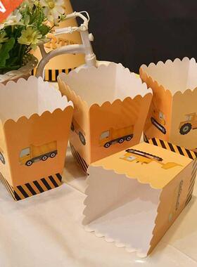 Construction Tractor Paper Popcorn Box Gift Box Baby Shower