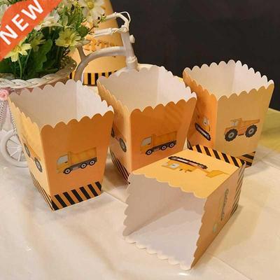Construction Tractor Paper Popcorn Box Gift Box Baby Shower