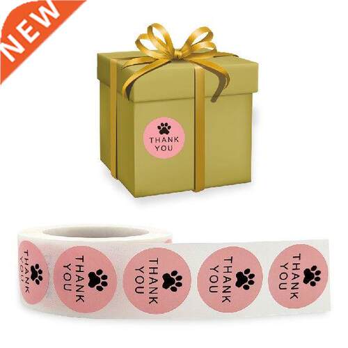 500pcs /Roll Cute Pink Kraft Paper Thank You Stickers Seal