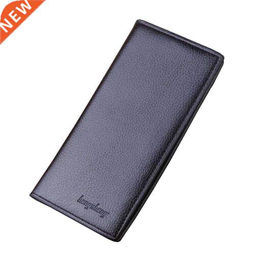 Men's Leather Wallet Long Ultra-thin Leather Coin Purse Pu R