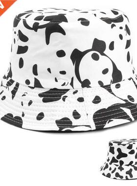 Spring Summer New Panda Print Bucket Hat Double-Side Women M
