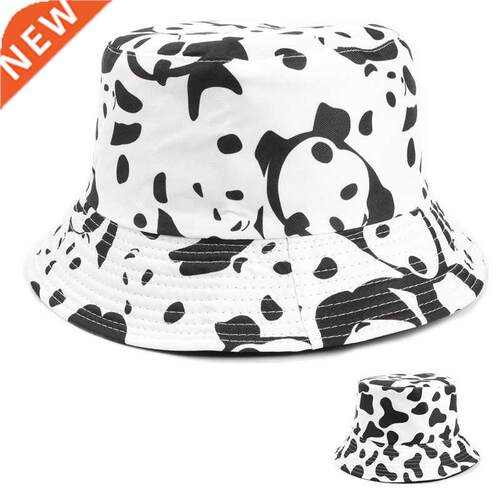 Spring Summer New Panda Print Bucket Hat Double-Side Women M