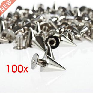 100pcs/set 9.5mm Silver Cone Studs and Spikes Screwback DIY
