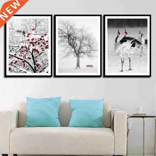 Snow Plum Blossom Red-crowned Crane Nordic Simple Home Decor