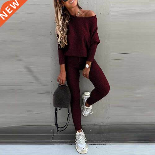 Spring 2022 Set Women 2 Pieces Solid Color Faion Skew ou