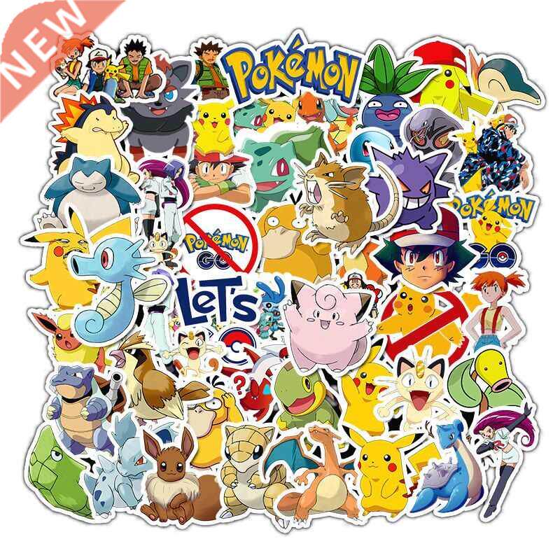 50pcs Cartoons Pikachu Stickers Anime Pokemon Stikers Skate - 实物图