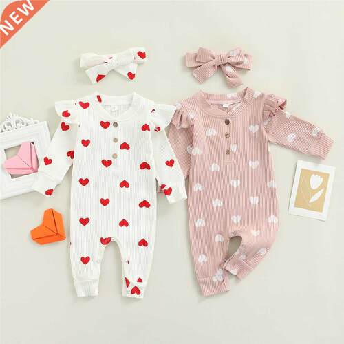Infant Baby Girls Two-piece Clothes Set, Heart Print Long Sl