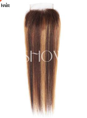 P4/27 Hghlght Bone Straght Lace Closure Remy Human Har