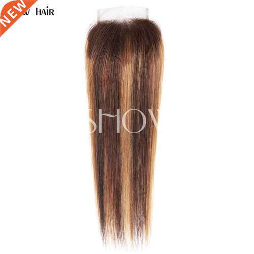 P4/27 Hghlght Bone Straght Lace Closure Remy Human Har