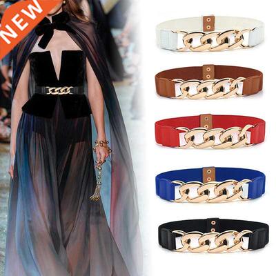 Elastic Wide Women Wasit Belt Gold Metal Chain Belt Faion