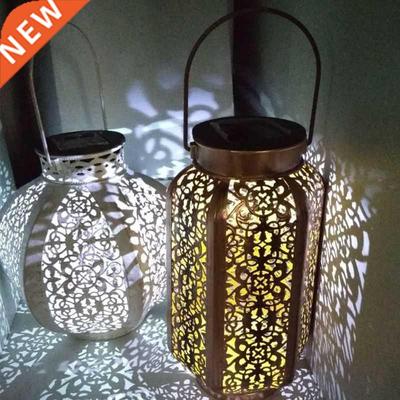 Wrought Iron Solar Lanterns Portable Melon Pumpkin ape Hol