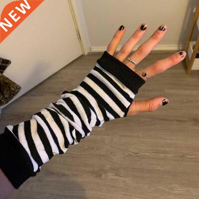 Women Fashion Lady Striped Elbow Gloves Warmer Knitted Long