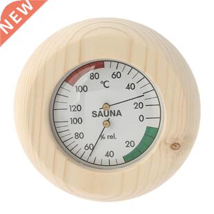 Round Wood Digital Thermo-Hygrometer Wall Hanging Temperatur