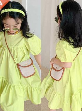 Baby Girls Dresses Summer New Stitching Short-Sleeved Irregu