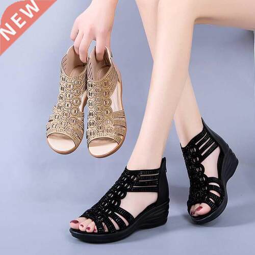 2022 Woman Sandals Women Cyrstal Comfortable Pumps Ladies Fa
