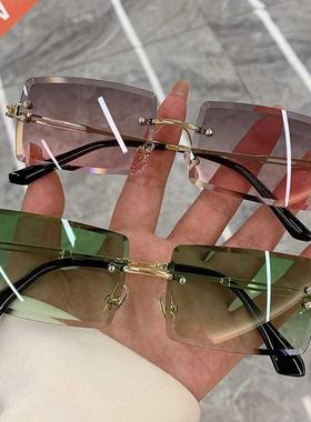 Vintage Fashion 2022 New Sunglasses Rimless Frameless Rectan