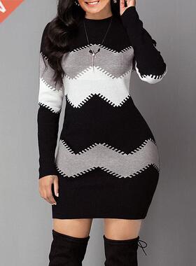 Umeko Autumn and Winter Long Striped Long-sleeved Sweater Lo
