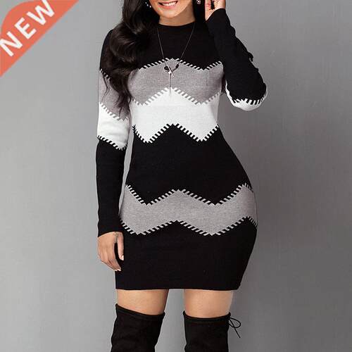 Umeko Autumn and Winter Long Striped Long-sleeved Sweater Lo