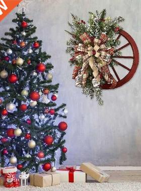 Christmas Winter Wreaths-farmhouses Red Wagon Wheel Wreath