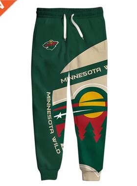 Minnesota men's Casual Pants Stitching Design Green Bear Pri