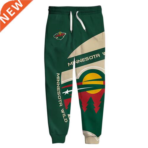 Minnesota men's Casual Pants Stitching Design Green Bear Pri