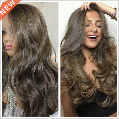 Synthetic Lace Front Wig Wave Hair Pre Plucked Brown Wavy 13
