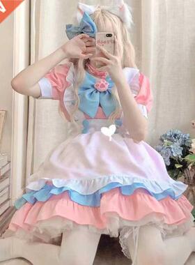 Black White Apron Dress Lolita Dresses and Pink Women Maid O