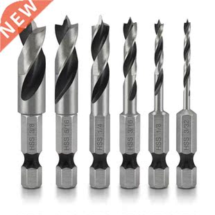 6 Pieces HSS Brad Point Stubby Drill Bit with 1/4-inch Quick