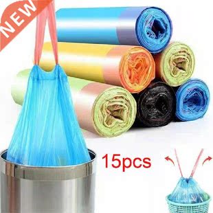 Kitchen Bathroom Drawstring Waste 15PCS Trash Bag