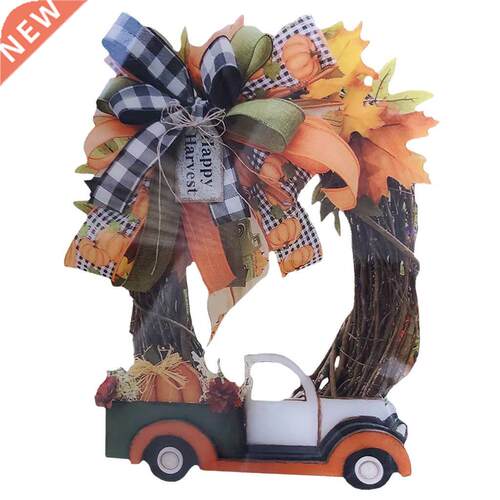 Autumn Car Wreath Pumpkin, Maple Leaf Wreath for Front Door