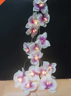 Unquie Floral Handmade Orchid Wreath With LED Lights String,