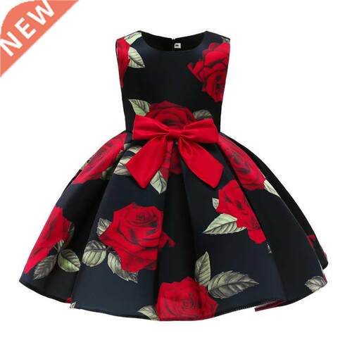 Children Wedding Dresses 2022 Spring Summer New Rose Print K