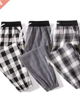 2021 Mens stripe Plaid Harem Pants Casual Pants Male Summer
