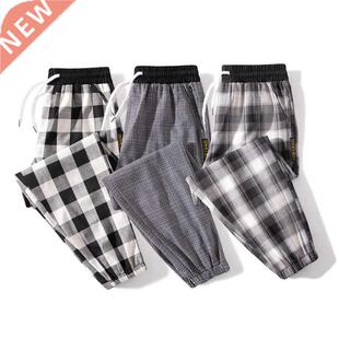 2021 Mens stripe Plaid Harem Pants Casual Pants Male Summer