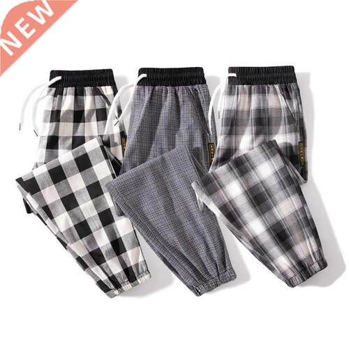 2021 Mens stripe Plaid Harem Pants Casual Pants Male Summer