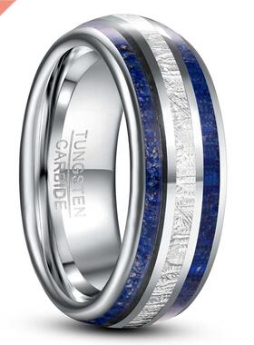 8mm Imitation Meteorite Lapis Lazuli Tungsten Carbide Ring M