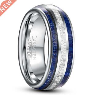 8mm Imitation Meteorite Lapis Lazuli Tungsten Carbide Ring M